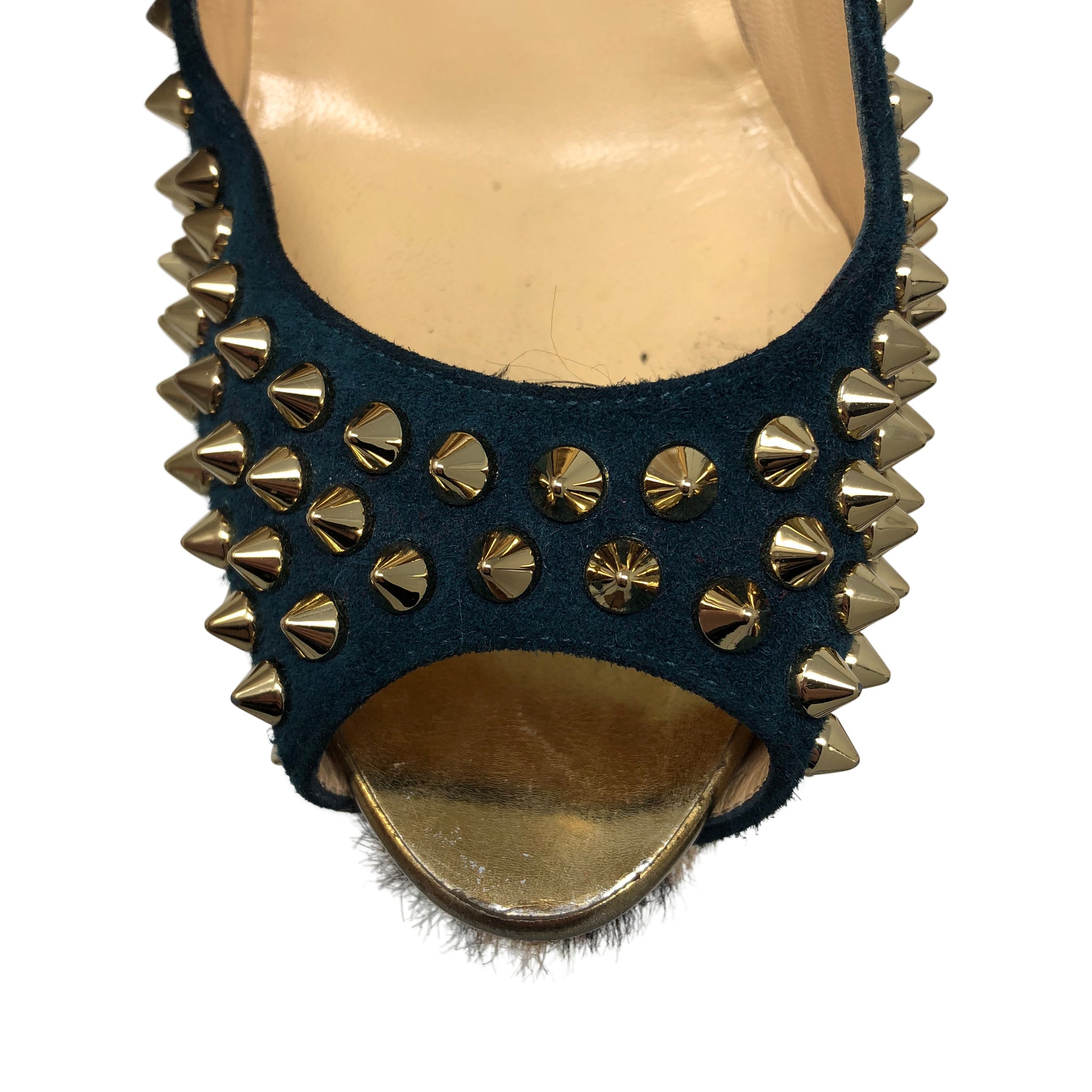 Christian Louboutin Blue Khol/Bronze Lady Peep Spikes 150 Christian Louboutin Blue Khol/Bronze Lady Peep Spikes 150