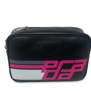 Prada Black City Calf Leather Logo Print  Bag 1BH093