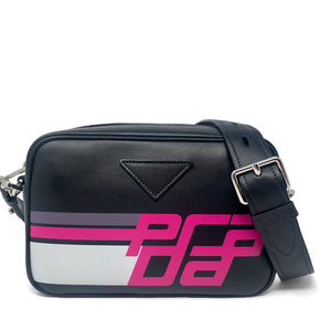 Prada Black City Calf Leather Logo Print  Bag 1BH093