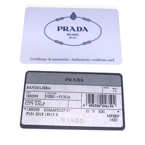 Prada Black City Calf Leather Logo Print  Bag 1BH093