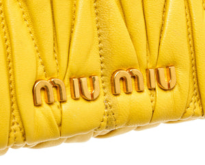 Miu Miu Yellow Lambskin Leather Matelasse Shoulder Bag/ Clutch