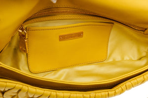 Miu Miu Yellow Lambskin Leather Matelasse Shoulder Bag/ Clutch