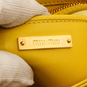 Miu Miu Yellow Lambskin Leather Matelasse Shoulder Bag/ Clutch